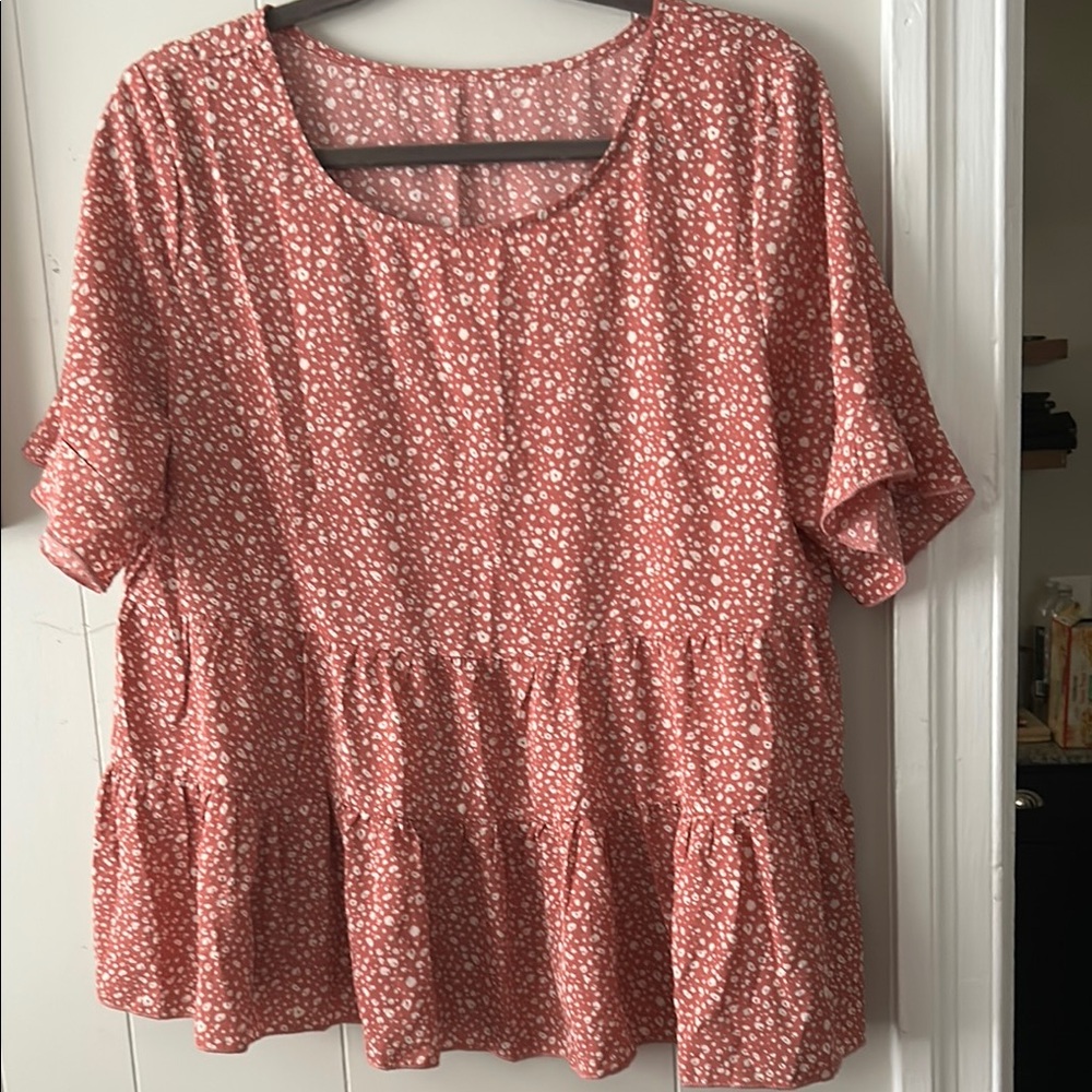 SHEIN Red and White Polka Dot Blouse